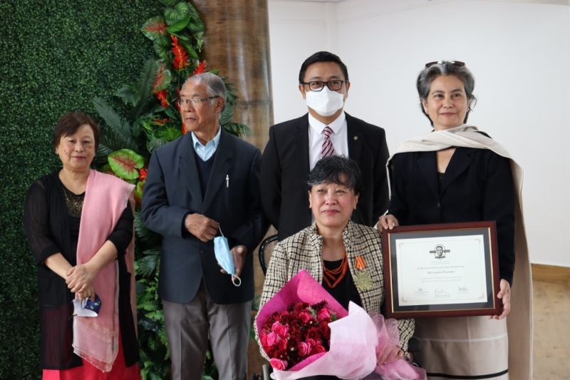 (From left to right) Kevilenuo Sakhrie, Rev Tsolie Chase, Dr. Kethoser Kevichusa with the A Kevichusa Citizen's Award recipient Diethono Nakhro. (Photo Courtesy: Vilone Sakhrie)
